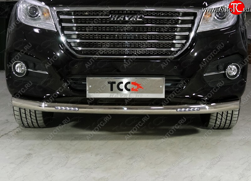 35 999 р. Защита переднего бампера нижняя с ДХО 76,1 мм ТСС Тюнинг  Haval H9 (2017-2019) 1-ый рестайлинг (нержавейка)  с доставкой в г. Майкоп