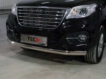 Защита переднего бампера нижняя овальная 75х42 мм ТСС Тюнинг Haval H9 1-ый рестайлинг (2017-2019) (нержавейка)
