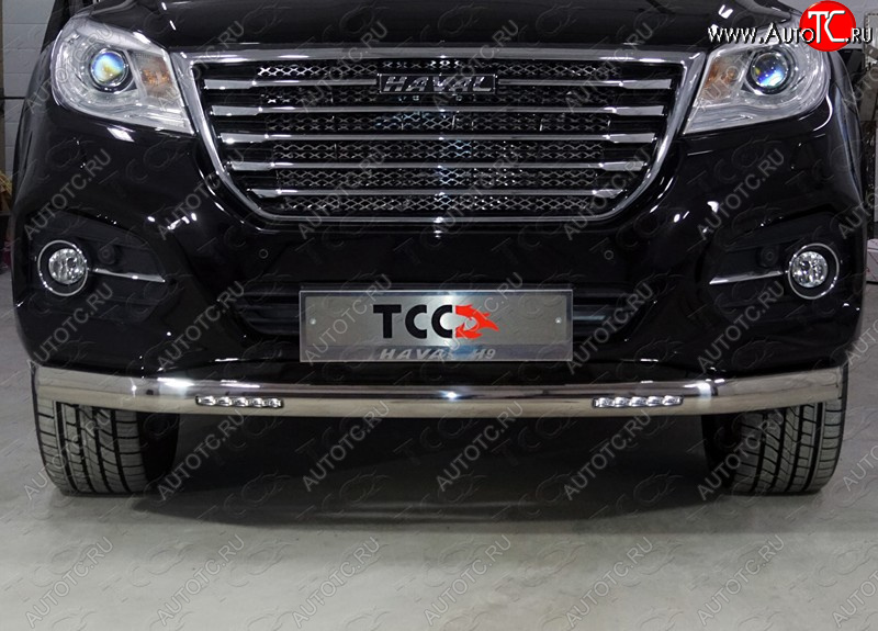 39 999 р. Защита передняя нижняя овальная с ДХО 75х42 мм ТСС Тюнинг  Haval H9 (2017-2019) 1-ый рестайлинг (нержавейка)  с доставкой в г. Майкоп