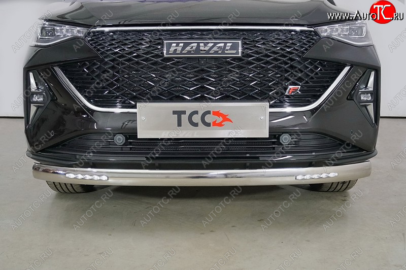 29 649 р. Защита передняя нижняя овальная с ДХО 75х42 мм ТСС Тюнинг  Haval F7x (2022-2024) рестайлинг (нержавейка)  с доставкой в г. Майкоп