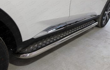 Пороги с площадкой 60,3 мм ТСС Тюнинг Haval F7x рестайлинг (2022-2024) (серые)