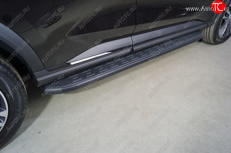 21 999 р. Пороги алюминиевые с пластиковой накладкой ТСС Тюнинг  Haval F7x (2022-2024) рестайлинг (карбон черные)  с доставкой в г. Майкоп