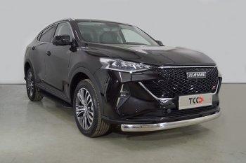 Защита переднего бампера нижняя овальная 75х42 мм ТСС Тюнинг Haval F7 (2022-2024) рестайлинг (нержавейка)
