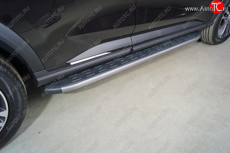 21 999 р. Пороги алюминиевые с пластиковой накладкой ТСС Тюнинг  Haval F7 (2022-2024) рестайлинг (карбон серые)  с доставкой в г. Майкоп