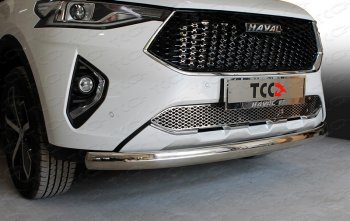 Защита переднего бампера нижняя овальная 75х42 мм ТСС Тюнинг Haval F7 (2018-2022)  дорестайлинг (нержавейка)