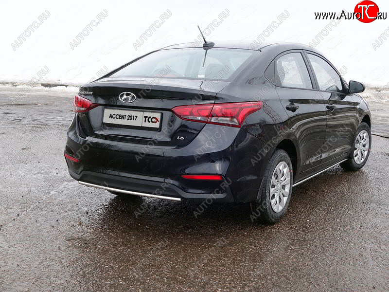 5 849 р. Защита задняя (центральная d25 мм), ТСС Тюнинг  Hyundai Solaris  HCR (2017-2020) седан дорестайлинг (центральная)  с доставкой в г. Майкоп