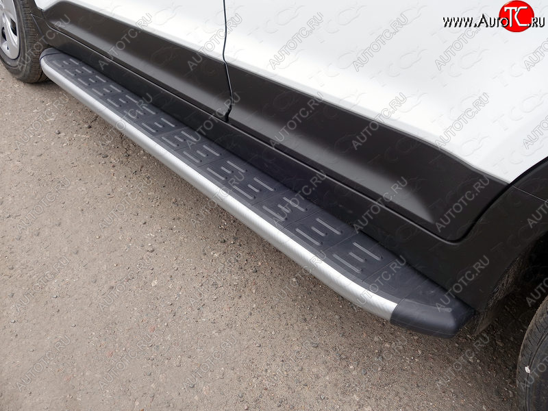 21 999 р. Пороги алюминиевые с пластиковой накладкой, ТСС Тюнинг  Hyundai Creta  GS (2015-2021) дорестайлинг, рестайлинг (карбон серебро)  с доставкой в г. Майкоп