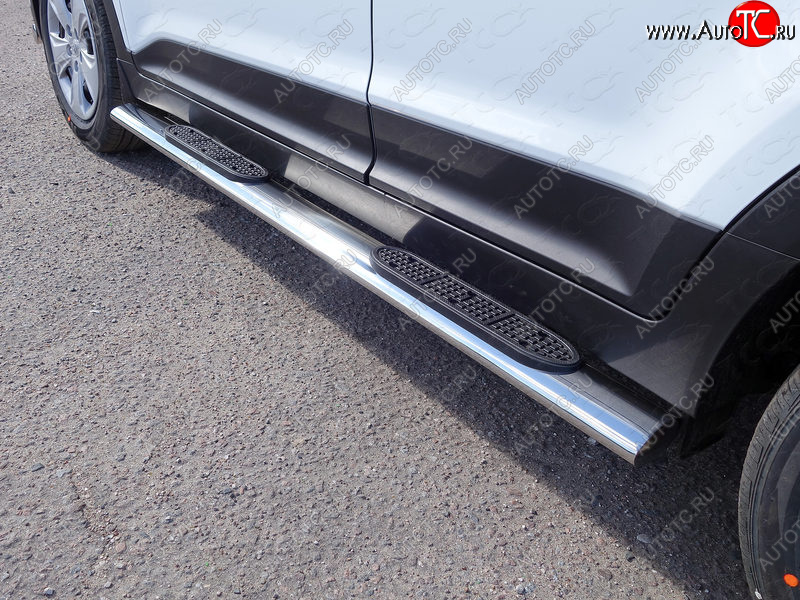 38 799 р. Пороги овальные с накладкой 120х60 мм  Hyundai Creta  GS (2015-2021) дорестайлинг, рестайлинг (серые)  с доставкой в г. Майкоп