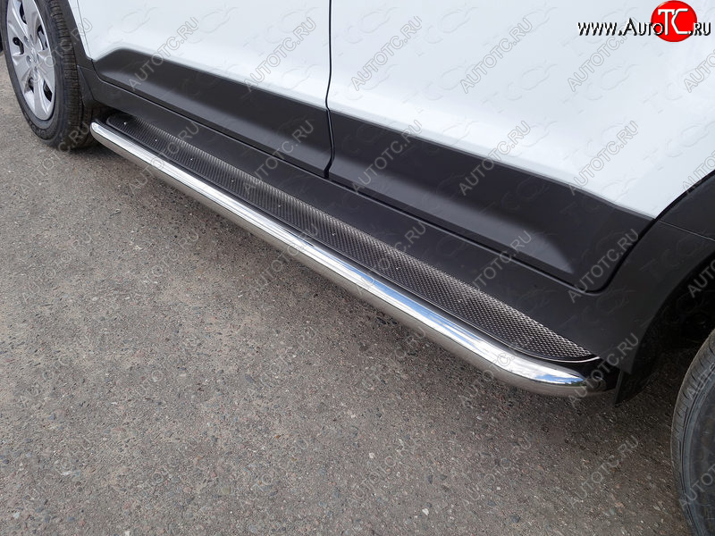41 749 р. Пороги с площадкой 60,3 мм ТСС Тюнинг Hyundai Creta GS дорестайлинг (2015-2019) (нержавейка)  с доставкой в г. Майкоп