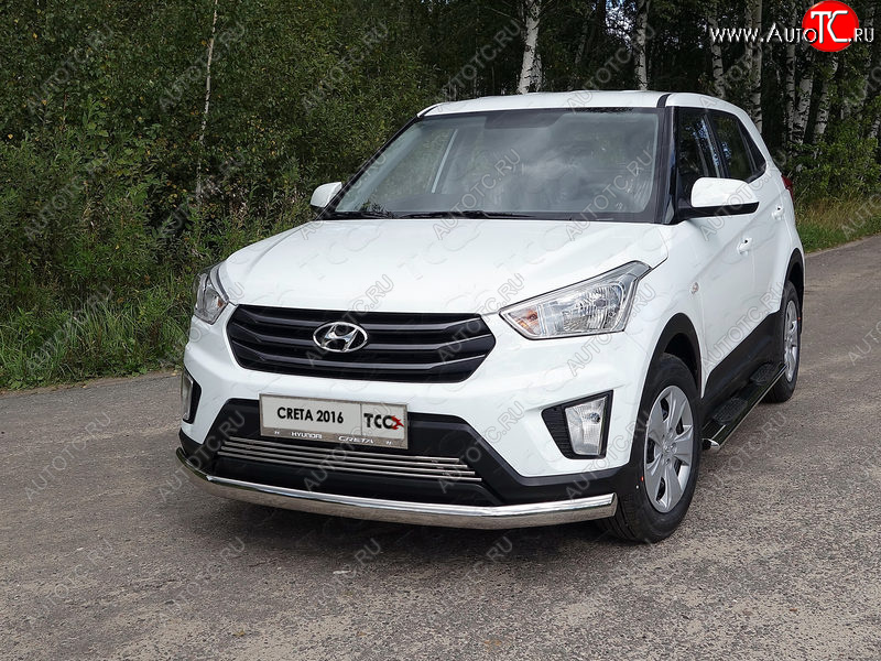 20 699 р. Защита переднего бампера нижняя овальная 75х42 мм ТСС Тюнинг Hyundai Creta GS дорестайлинг (2015-2019) (нержавейка)  с доставкой в г. Майкоп