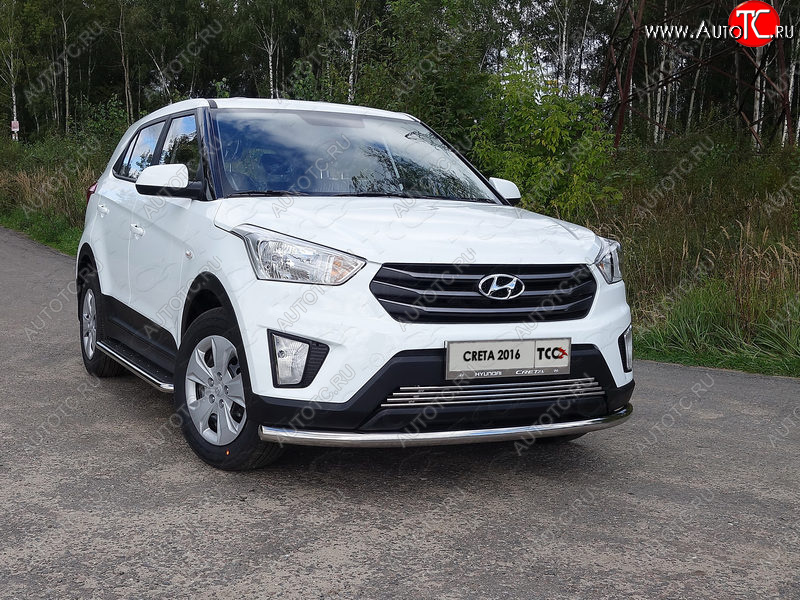 17 649 р. Защита переднего бампера нижняя d60,3 мм ТСС Тюнинг Hyundai Creta GS дорестайлинг (2015-2019) (нержавейка)  с доставкой в г. Майкоп