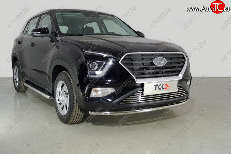 17 099 р. Защита переднего бампера нижняя d42,4 мм ТСС Тюнинг Hyundai Creta SU (2020-2022) (нержавейка)  с доставкой в г. Майкоп