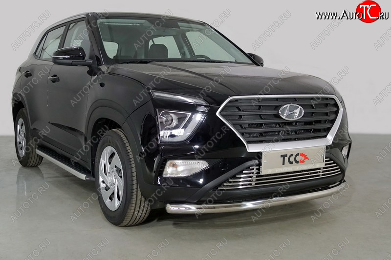 20 749 р. Защита переднего бампера нижняя d60,3 мм ТСС Тюнинг Hyundai Creta SU (2020-2022) (нержавейка)  с доставкой в г. Майкоп