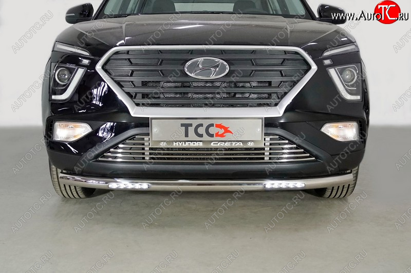 36 299 р. Защита переднего бампера нижняя с ДХО 60,3 мм ТСС Тюнинг Hyundai Creta SU (2020-2022) (нержавейка)  с доставкой в г. Майкоп