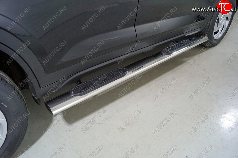 42 999 р. Пороги овальные с накладкой 120х60 мм  Hyundai Creta  SU (2020-2022) (серые)  с доставкой в г. Майкоп