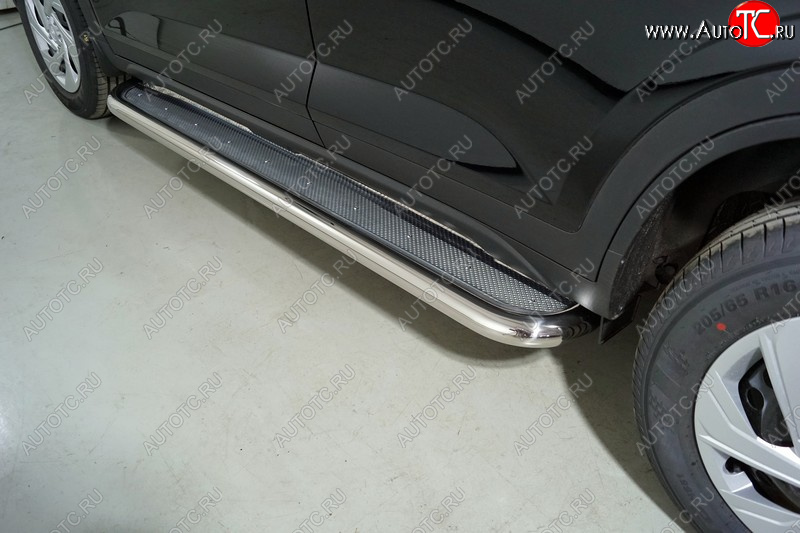 44 999 р. Пороги с площадкой 60,3 мм ТСС Тюнинг  Hyundai Creta  SU (2020-2022) (нержавейка)  с доставкой в г. Майкоп