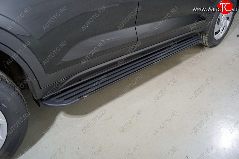 21 999 р. Пороги алюминиевые Slim Line ТСС Тюнинг  Hyundai Creta  SU (2020-2022) (Black)  с доставкой в г. Майкоп
