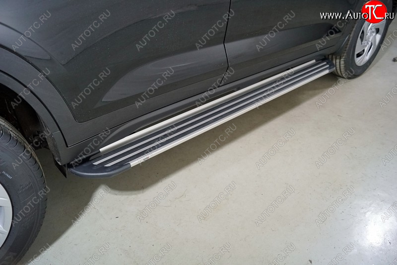 20 599 р. Пороги алюминиевые Slim Line ТСС Тюнинг  Hyundai Creta  SU (2020-2022) (Silver)  с доставкой в г. Майкоп