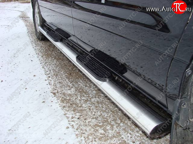 47 999 р. Пороги овальные с накладкой 120x60 мм ТСС Тюнинг Hyundai Starex/Grand Starex/H1 TQ рестайлинг (2014-2018) (серые)  с доставкой в г. Майкоп