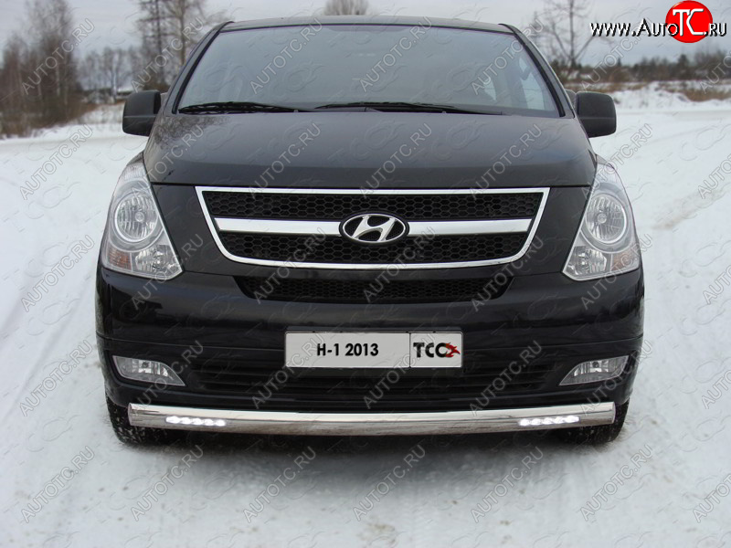 40 999 р. Защита переднего бампера нижняя с ДХО 75х42 мм ТСС Тюнинг  Hyundai Starex/Grand Starex/H1  TQ (2014-2018) рестайлинг (нержавейка)  с доставкой в г. Майкоп