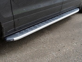 Пороги алюминиевые с пластиковой накладкой ТСС Тюнинг Hyundai Starex/Grand Starex/H1  TQ (2014-2018) рестайлинг (серые)