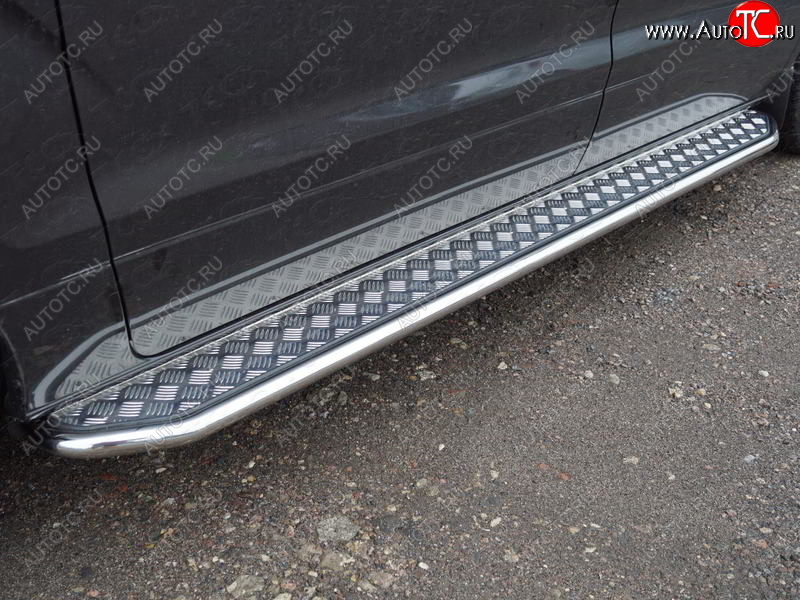 38 999 р. Пороги с площадкой 42,4 мм ТСС Тюнинг  Hyundai Starex/Grand Starex/H1  TQ (2017-2022) 2-ой рестайлинг (серые)  с доставкой в г. Майкоп