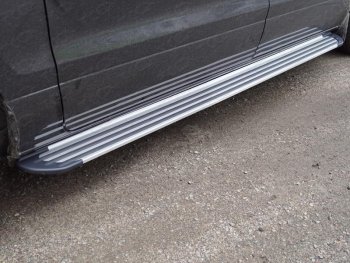Пороги алюминиевые Slim Line ТСС Тюнинг Hyundai Starex/Grand Starex/H1  TQ (2017-2022) 2-ой рестайлинг (Silver)
