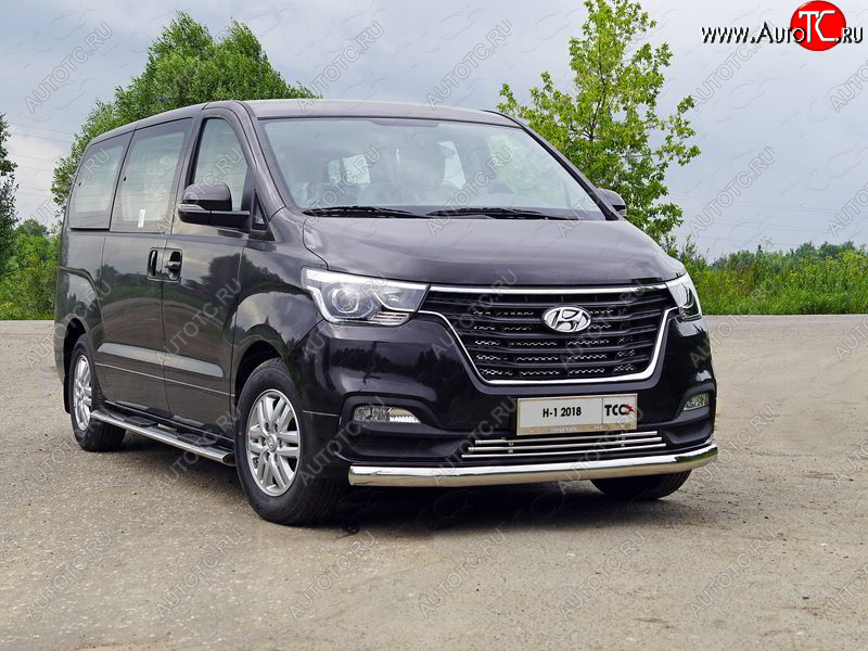 25 499 р. Защита переднего бампера нижняя овальная 75х42 мм ТСС Тюнинг  Hyundai Starex/Grand Starex/H1  TQ (2017-2022) 2-ой рестайлинг (нержавейка)  с доставкой в г. Майкоп