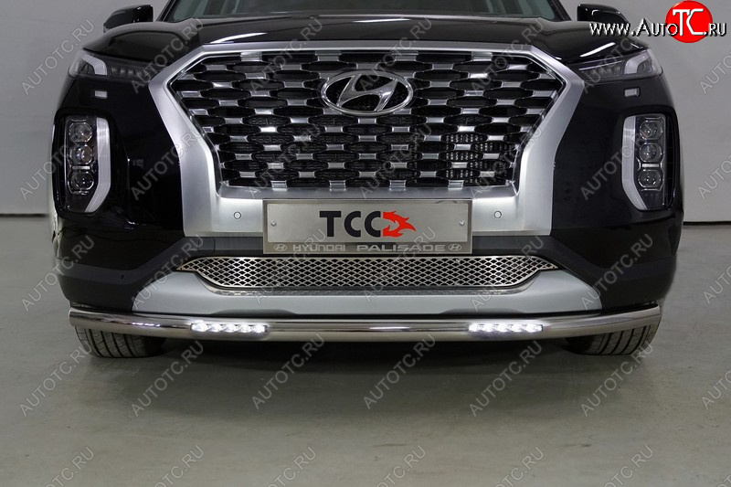 37 999 р. Защита переднего бампера нижняя с ДХО 60,3 мм ТСС Тюнинг Hyundai Palisade LX2 (2018-2022) (нержавейка)  с доставкой в г. Майкоп