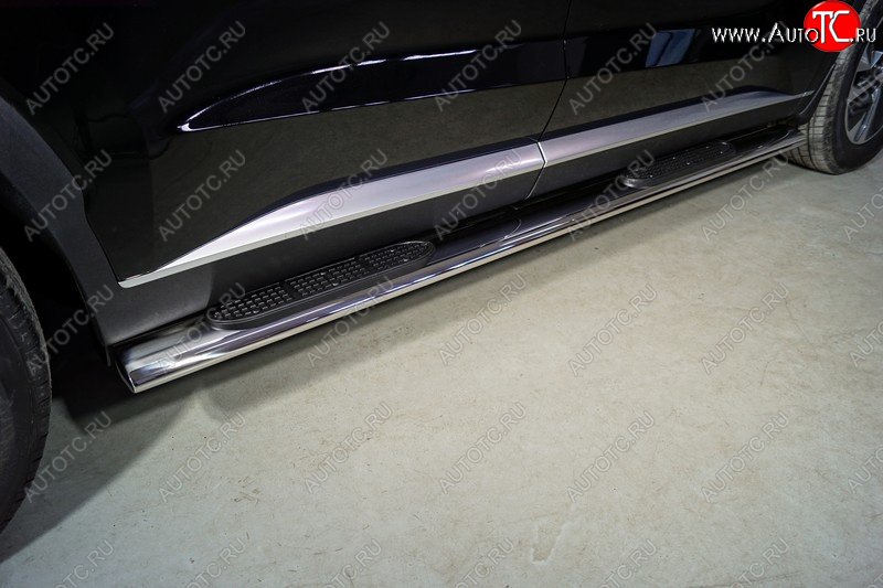 42 999 р. Пороги овальные с накладкой 120*60 мм ТСС Тюнинг  Hyundai Palisade  LX2 (2018-2022) (серые)  с доставкой в г. Майкоп