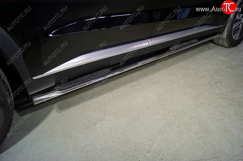 33 799 р. Пороги овальные с накладкой 75*42 мм ТСС Тюнинг  Hyundai Palisade  LX2 (2018-2022) (серые)  с доставкой в г. Майкоп