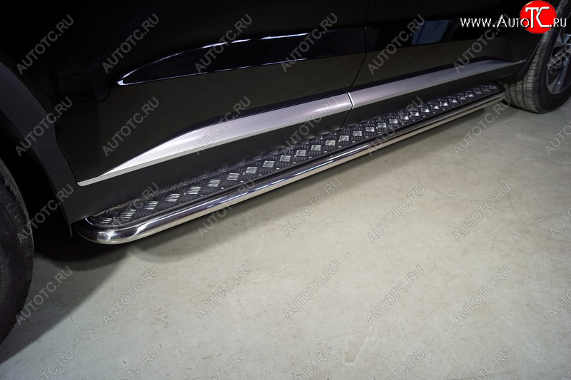 32 199 р. Пороги с площадкой 42,4 мм ТСС Тюнинг Hyundai Palisade LX2 (2018-2022) (серые)  с доставкой в г. Майкоп