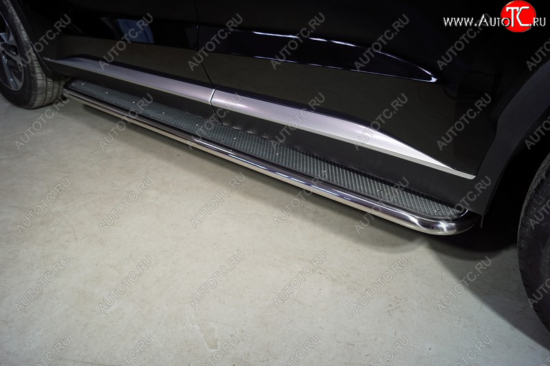 40 999 р. Пороги с площадкой 42,4 мм ТСС Тюнинг Hyundai Palisade LX2 (2018-2022) (нержавейка)  с доставкой в г. Майкоп