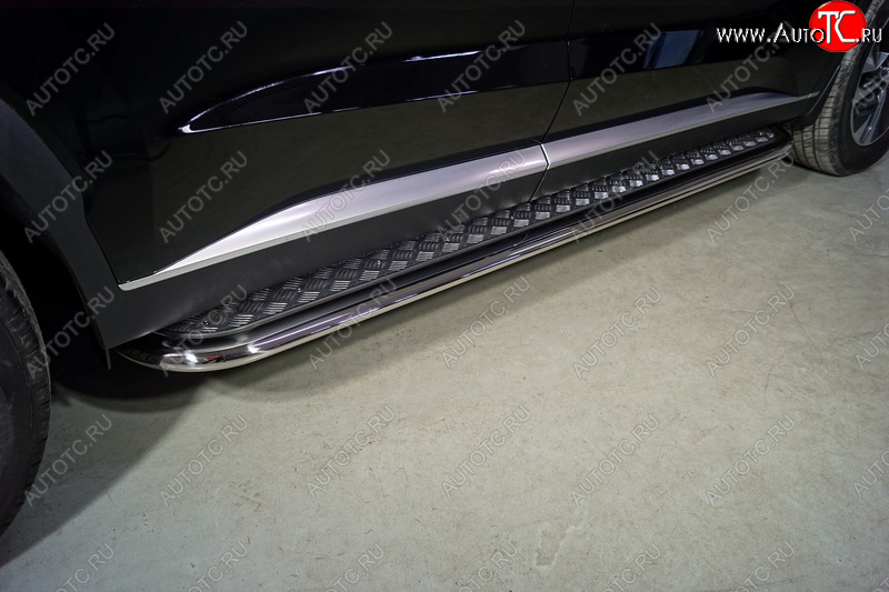 44 999 р. Пороги с площадкой 75х42 мм ТСС Тюнинг Hyundai Palisade LX2 (2018-2022) (серые)  с доставкой в г. Майкоп