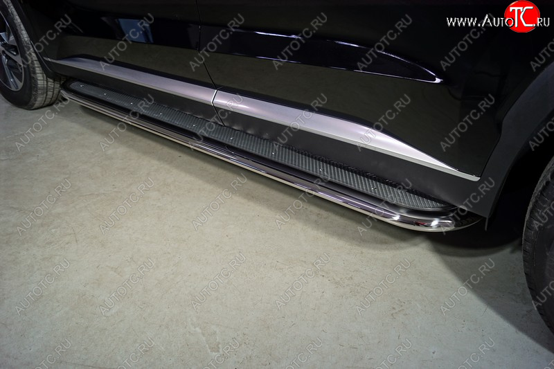 53 999 р. Пороги с площадкой 75х42 мм ТСС Тюнинг Hyundai Palisade LX2 (2018-2022) (нержавейка)  с доставкой в г. Майкоп