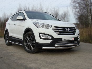 Защита переднего бампера нижняя d60,3*50,8 мм ТСС Тюнинг Hyundai Santa Fe DM рестайлинг (2015-2019) (нержавейка)