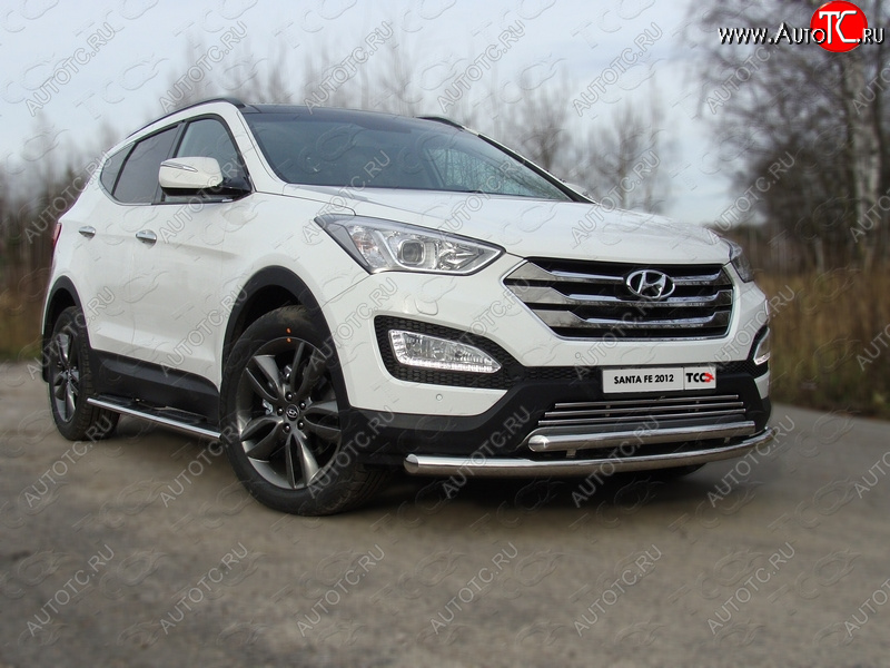 21 999 р. Защита переднего бампера нижняя d60,3*50,8 мм ТСС Тюнинг Hyundai Santa Fe DM дорестайлинг (2012-2016) (нержавейка)  с доставкой в г. Майкоп