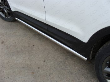 Защита порогов труба d60,3 мм ТСС Тюнинг Hyundai Santa Fe  DM (2012-2016) дорестайлинг (серые)