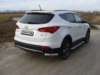 Защита заднего бампера (уголки, d75х42 мм) TCC Hyundai Santa Fe  DM (2012-2019) дорестайлинг, рестайлинг