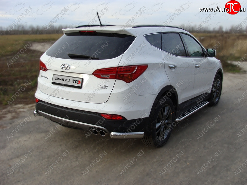 12 749 р. Защита заднего бампера (уголки, d75х42 мм) TCC Hyundai Santa Fe DM дорестайлинг (2012-2016)  с доставкой в г. Майкоп