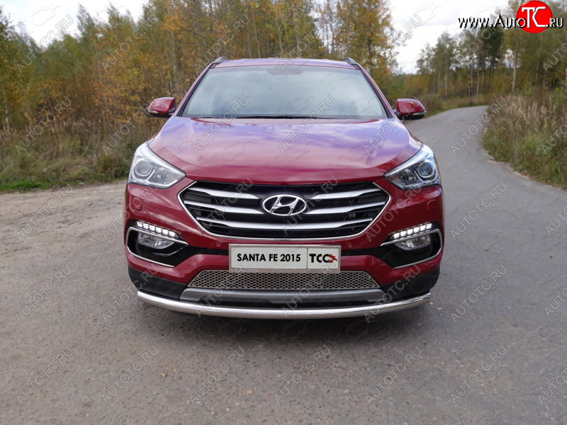 15 999 р. Защита переднего бампера нижняя d60,3 мм ТСС Тюнинг  Hyundai Santa Fe  DM (2015-2019) рестайлинг (нержавейка)  с доставкой в г. Майкоп