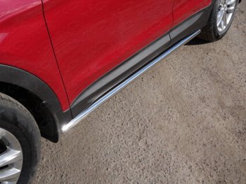 Защита порогов труба 60,3 мм Premium ТСС Тюнинг Hyundai Santa Fe  DM (2015-2019) рестайлинг (серые)
