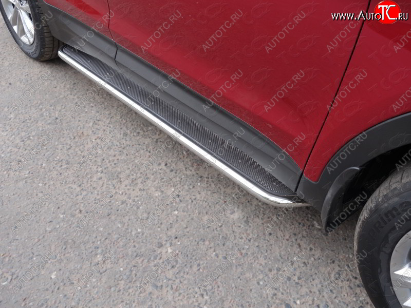 38 999 р. Пороги с площадкой 42,4 мм ТСС Тюнинг  Hyundai Santa Fe  DM (2015-2019) рестайлинг (нержавейка)  с доставкой в г. Майкоп