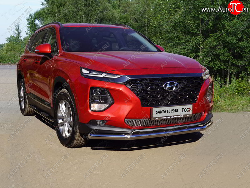 17 649 р. Защита переднего бампера нижняя d60,3 мм ТСС Тюнинг  Hyundai Santa Fe  TM (2018-2021) дорестайлинг (нержавейка)  с доставкой в г. Майкоп