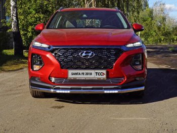 Защита переднего бампера нижняя с ДХО 60,3 мм ТСС Тюнинг Hyundai Santa Fe  TM (2018-2021) дорестайлинг (нержавейка)