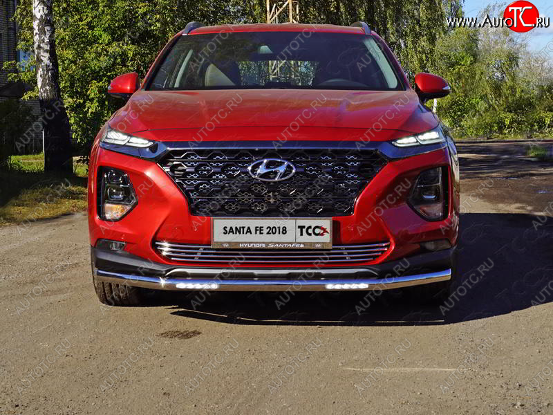 31 899 р. Защита переднего бампера нижняя с ДХО 60,3 мм ТСС Тюнинг  Hyundai Santa Fe  TM (2018-2021) дорестайлинг (нержавейка)  с доставкой в г. Майкоп