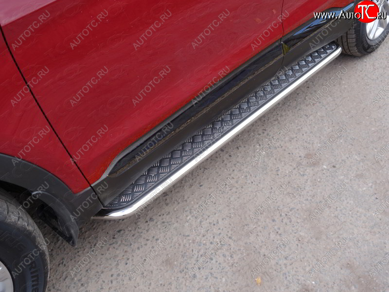 31 999 р. Пороги с площадкой 42,4 мм ТСС Тюнинг  Hyundai Santa Fe  TM (2018-2021) дорестайлинг  с доставкой в г. Майкоп