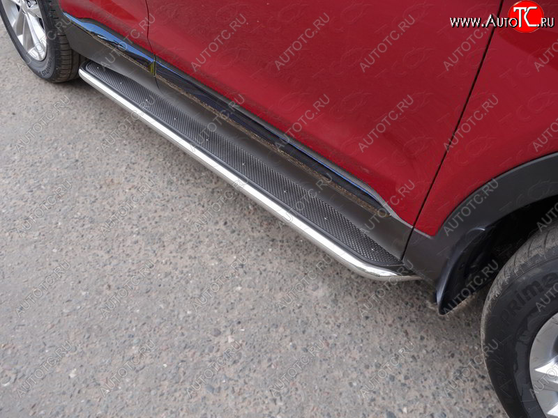 41 749 р. Пороги с площадкой 42,4 мм ТСС Тюнинг  Hyundai Santa Fe  TM (2018-2021) дорестайлинг (нержавейка)  с доставкой в г. Майкоп