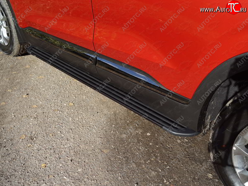 21 999 р. Пороги алюминиевые Slim Line ТСС Тюнинг  Hyundai Santa Fe  TM (2018-2021) дорестайлинг (Black)  с доставкой в г. Майкоп