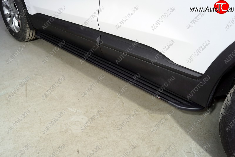 21 999 р. Пороги алюминиевые Slim Line ТСС Тюнинг  Hyundai Santa Fe  TM (2020-2022) рестайлинг (Black)  с доставкой в г. Майкоп